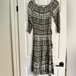 Army green midi 3/4 sleeve off the shoulder dress